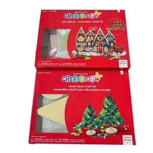 Creatology Wood Decor Tree & Gingerbread 3D Craft Kits Lot of 2 New